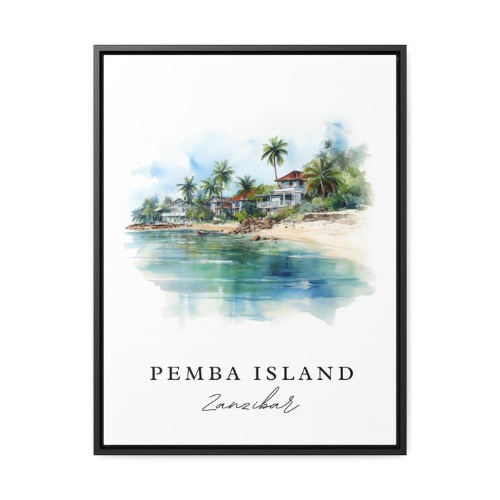 Premium Travel Art - Wholesale Art Print - Pemba Island traditional travel art - Zanzibar, Pemba Island poster, Wedding gift, Birthday present, Custom Text, Personalized Gift1