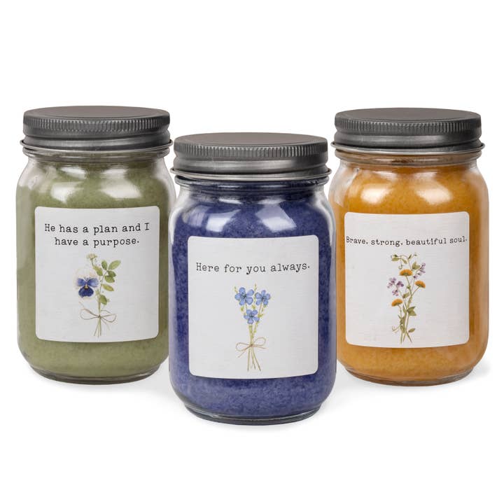 Pack Of 12 Whimsical Wildflowers - Inspirational Pint Can for wholesale by Blossom Bucket & Crossroads Home