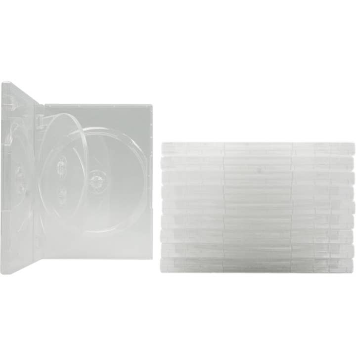 Square Deal Recordings & Supplies - Vente Boîte/rangement à bijoux - Boîtiers - Capuchon DVD pour 4 disques - Transparent et fin avec plateau à charnière - 14 mm1