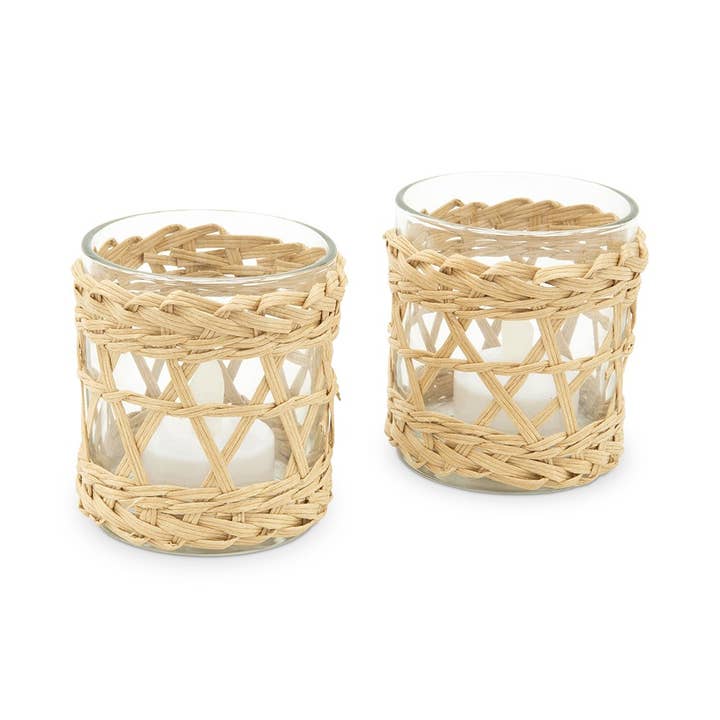 Woven Straw & Glass Votive Candle Holder - Natural - Set Of and other Purchase Wholesale votive candles and holders. Free Returns & Net 60 Terms on Faire trending on Faire.