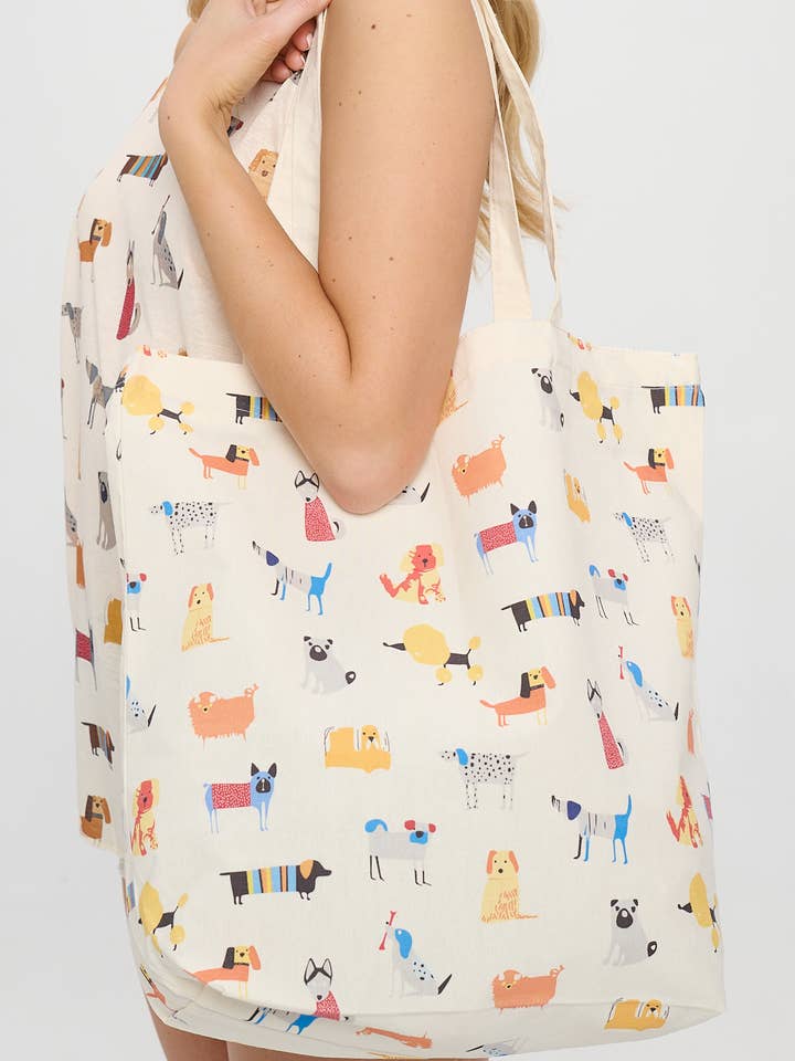 CARTOON DOGS PRINT TOTE BAGS for wholesale by SM WARDROBE
