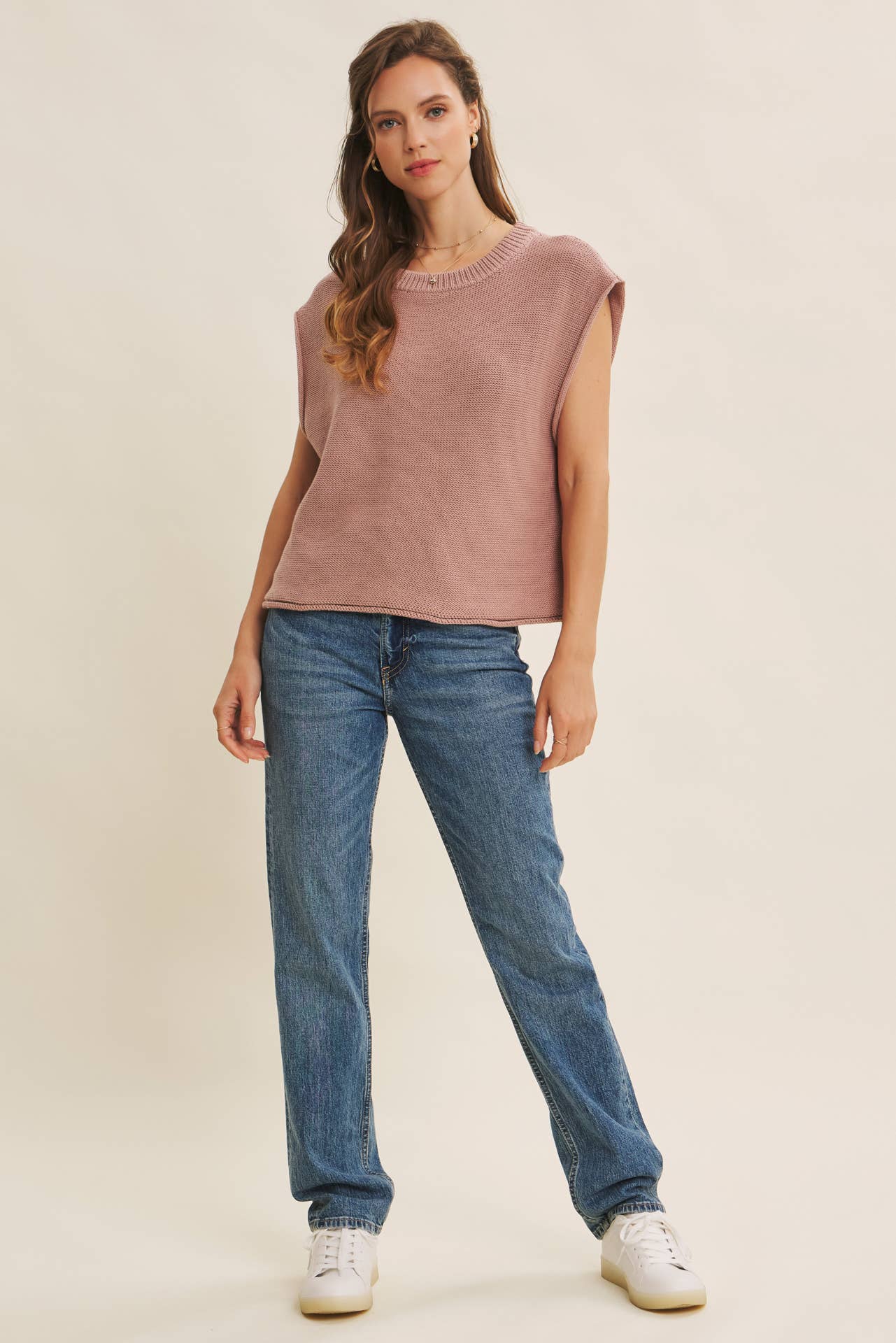 in february – Großhandel Strickpullover – Damen – Locker sitzendes Sweater-Weste mit sichtbaren Nähten11