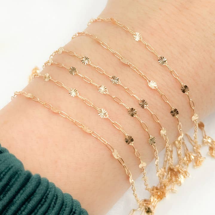 Jewels & Chains - Wholesale Link & Chain Necklace - V227GF. 14k Gold Filled Paperclip & Diamond Cut Marina Link