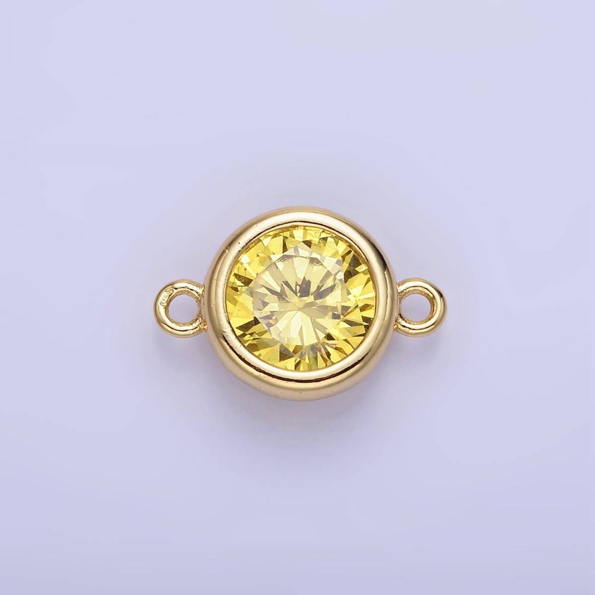Aim Eternal - Wholesale Individual Charm/Pendant - 14K Gold Filled Birthstone CZ Round Bezel Connector | G937 - G9449