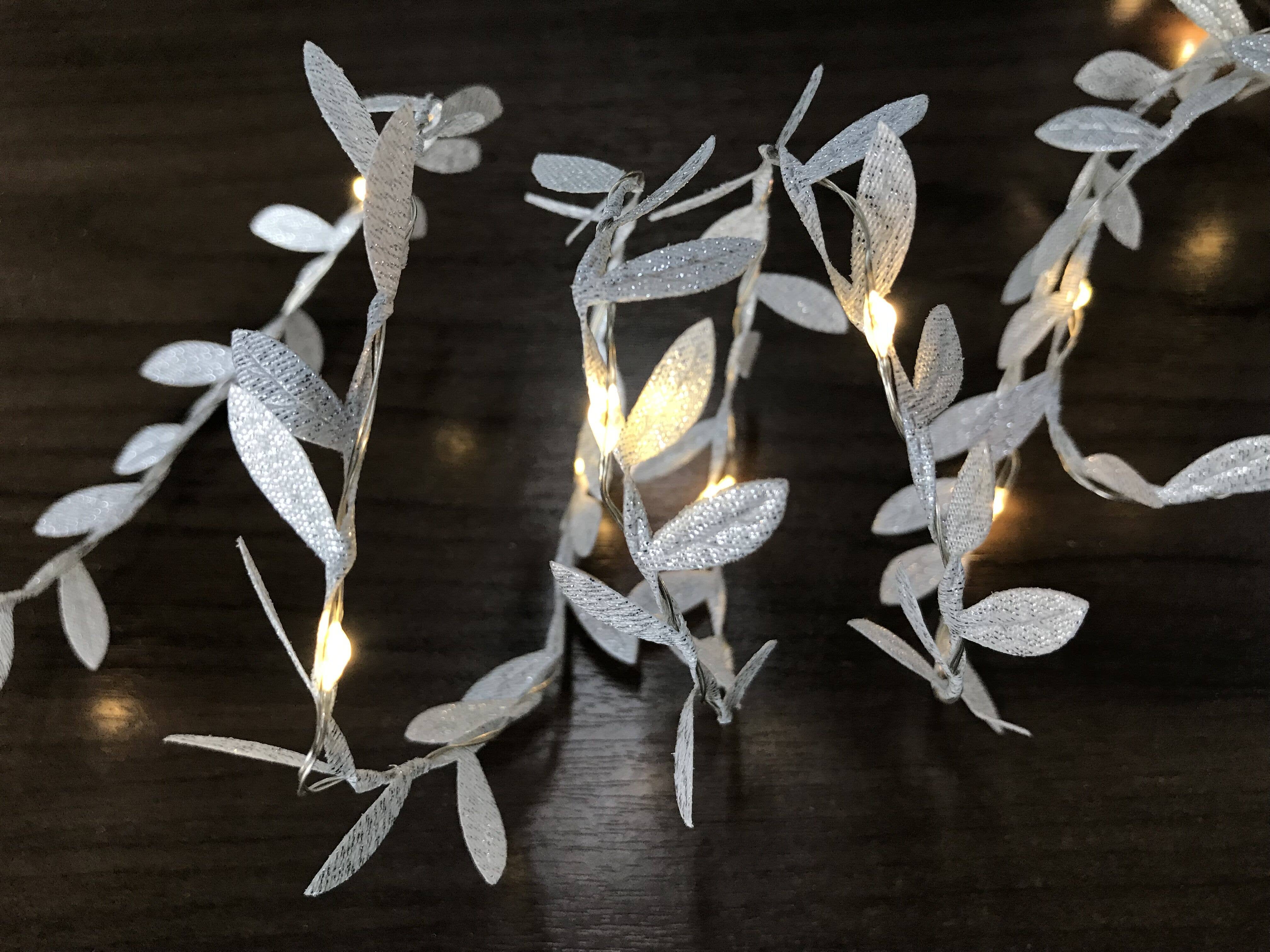 Silber Lichterkette mit 20 LEDs, Blattsilber, batteriebetrieben, warmweiß für den Großhandel auf Faire5