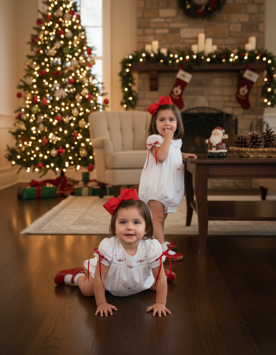 Posh Pickle – wholesale Overall - Baby – Förgylld Noel Helg Jul Handbroderad Arv Bubb1