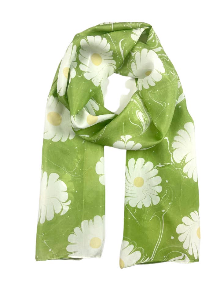 Pañuelo de seda jaspeado hecho a mano para venta al por mayor de Blue Ivy Marbling