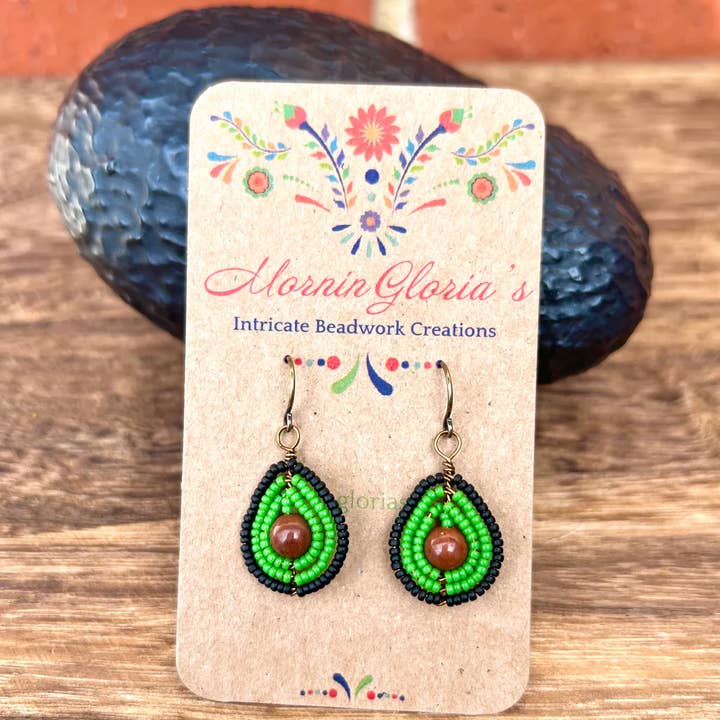Teeny Tiny Beaded Avocado Earrings for wholesale by MorninGloria's