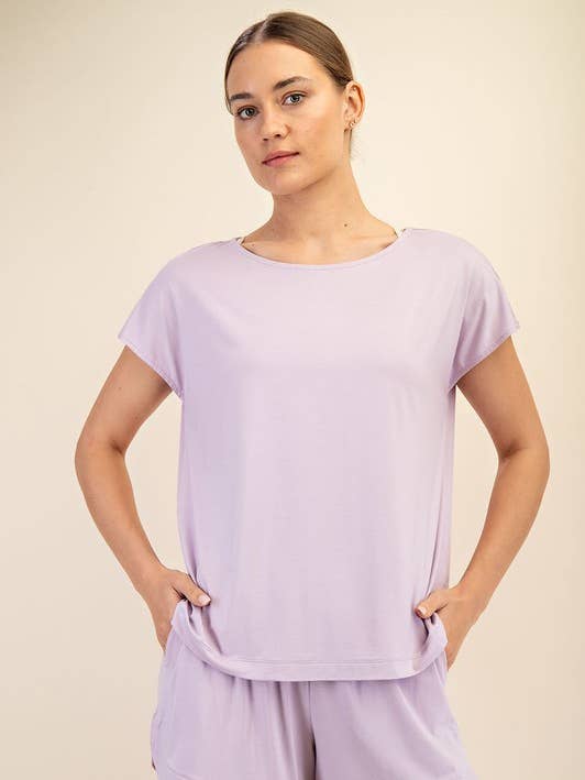 T390037 BASIC BOAT NECK VISCOSE MODAL TOP for wholesale by Sunday Morning