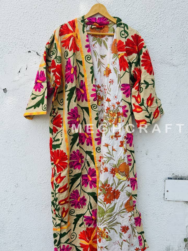 Meghcraft – wholesale Kimono – Women's – Cotton Suzani Embroidered Jacket Kimono Robe-Suzani Coat8