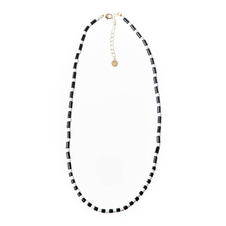 Wholesale Tube Tile Necklace - Black/White for wholesale by Caryn Lawn