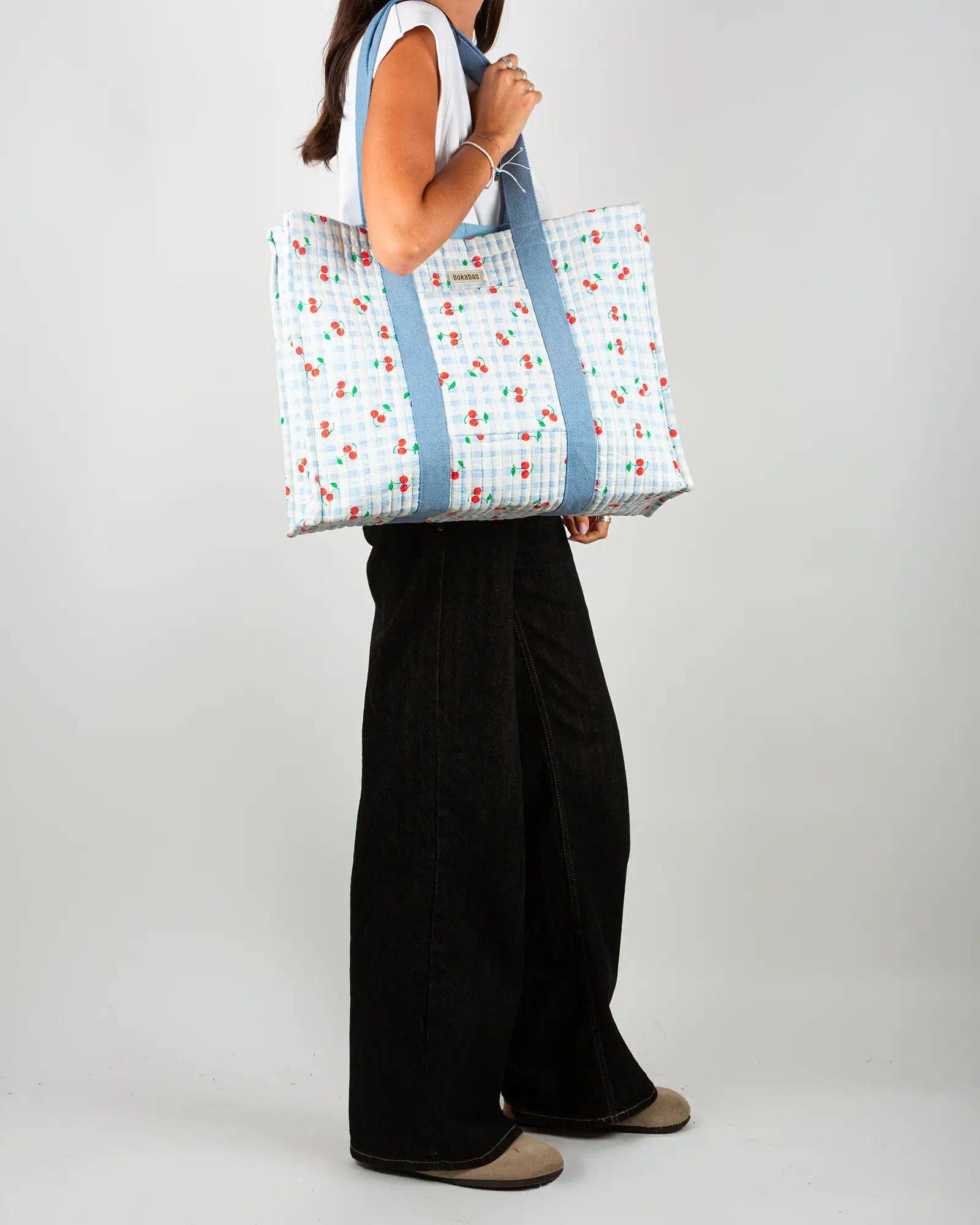 Bokabas - Wholesale Tote Bag - Women's - Quilted fabric tote bag, Cherry5
