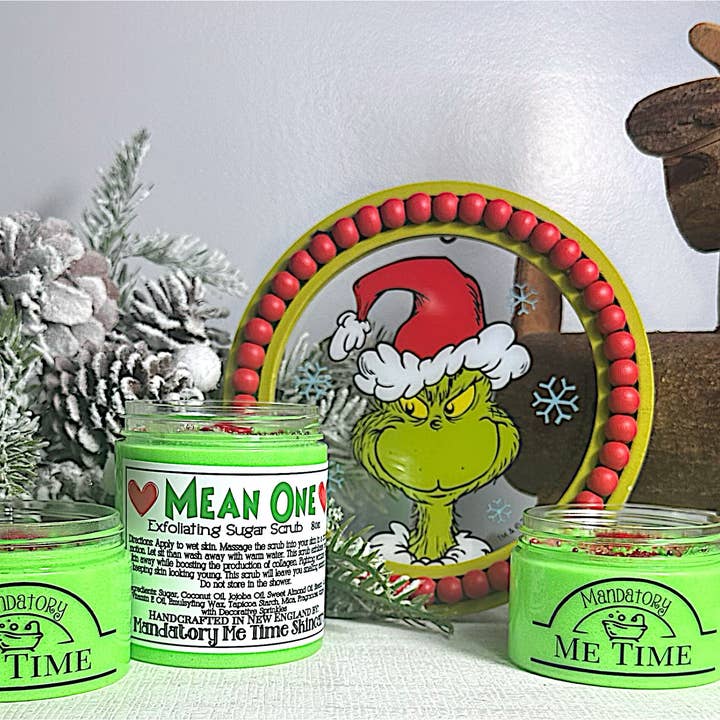 Mandatory Me Time - Wholesale Body Scrub/Exfoliant - The Mean One Sugar Scrub | Christmas Winter Holiday Grinch1