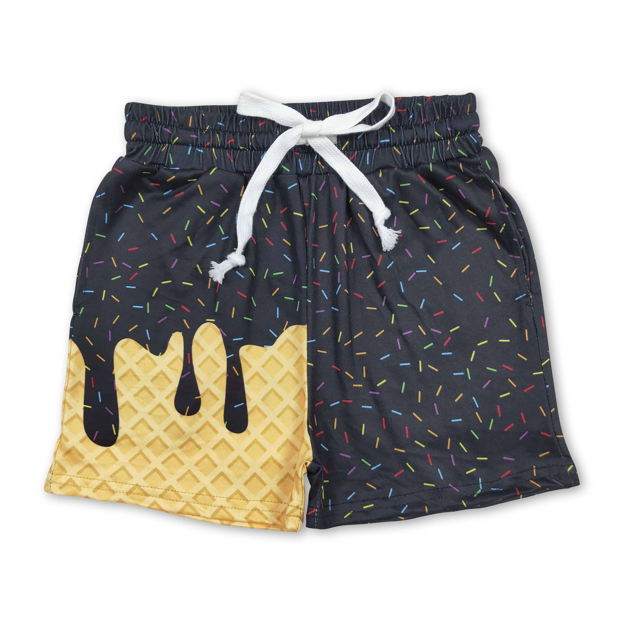 Yawoo Garments - Wholesale Shorts - Kids - White ice cream sprinkle baby kids summer team shorts1