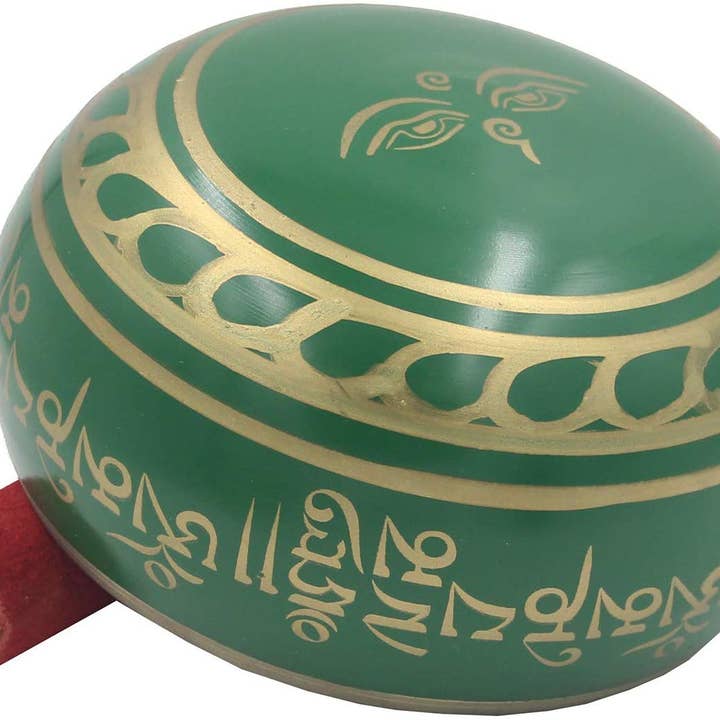 Lungta Imports - Wholesale Sheet set - Tibetan Meditation Om Mani Padme Hum Singing Bowl Complete Set (X-Large, Green)2