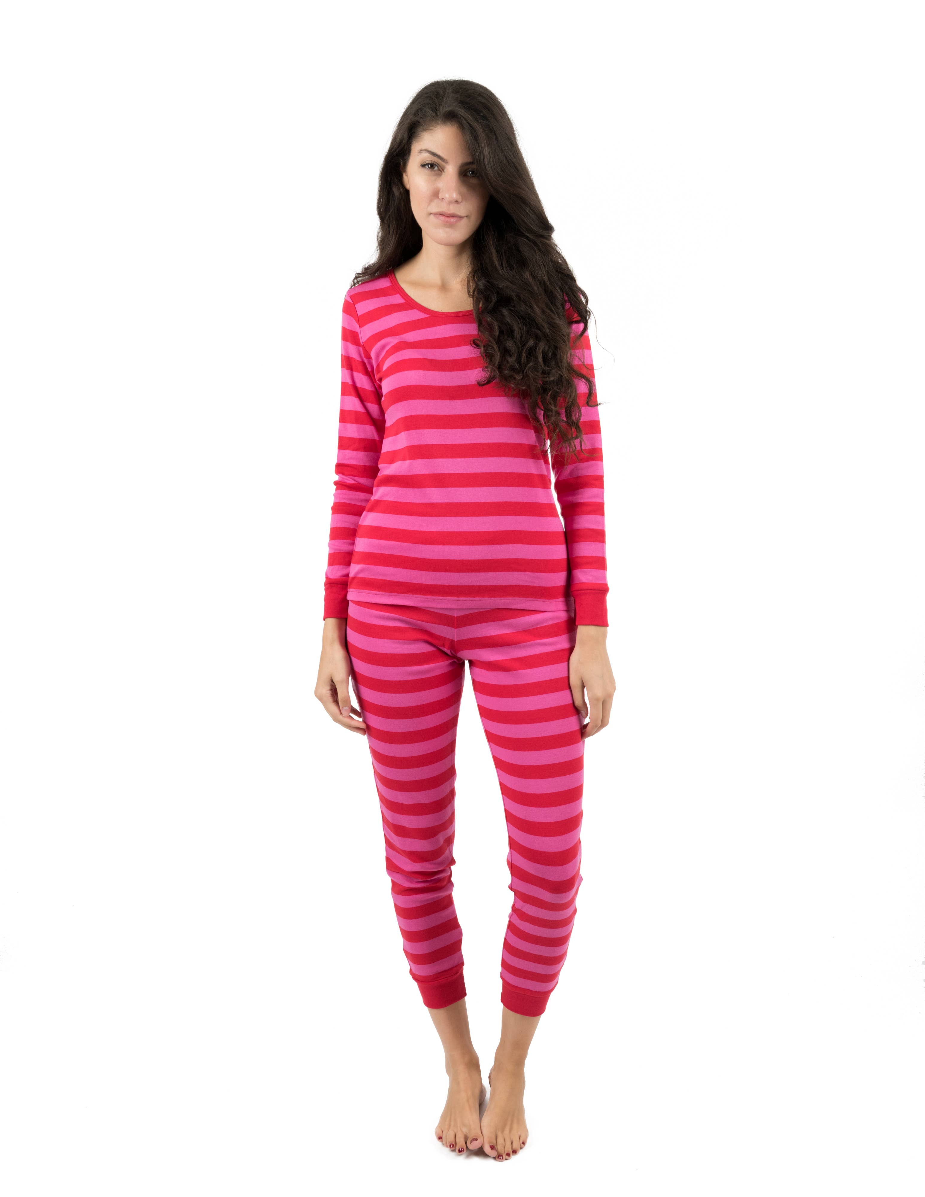 Leveret Pajamas - Wholesale Sleepwear Set - Women's - Womens Two Piece Cotton Pajamas Stripes10