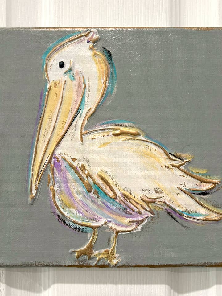 Pelican canvas art textured coastal beach tropical for wholesale by Coddiwomple