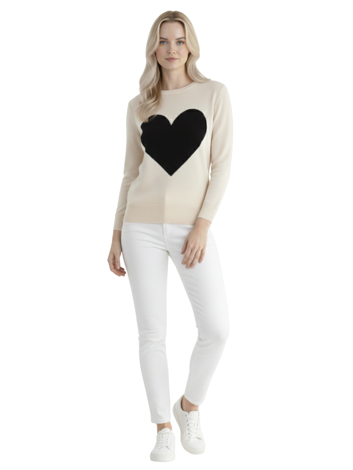 Mak - Vente Pull en maille – femme - Pull à col rond en chenille à manches 3/4 en forme de cœur MK35957