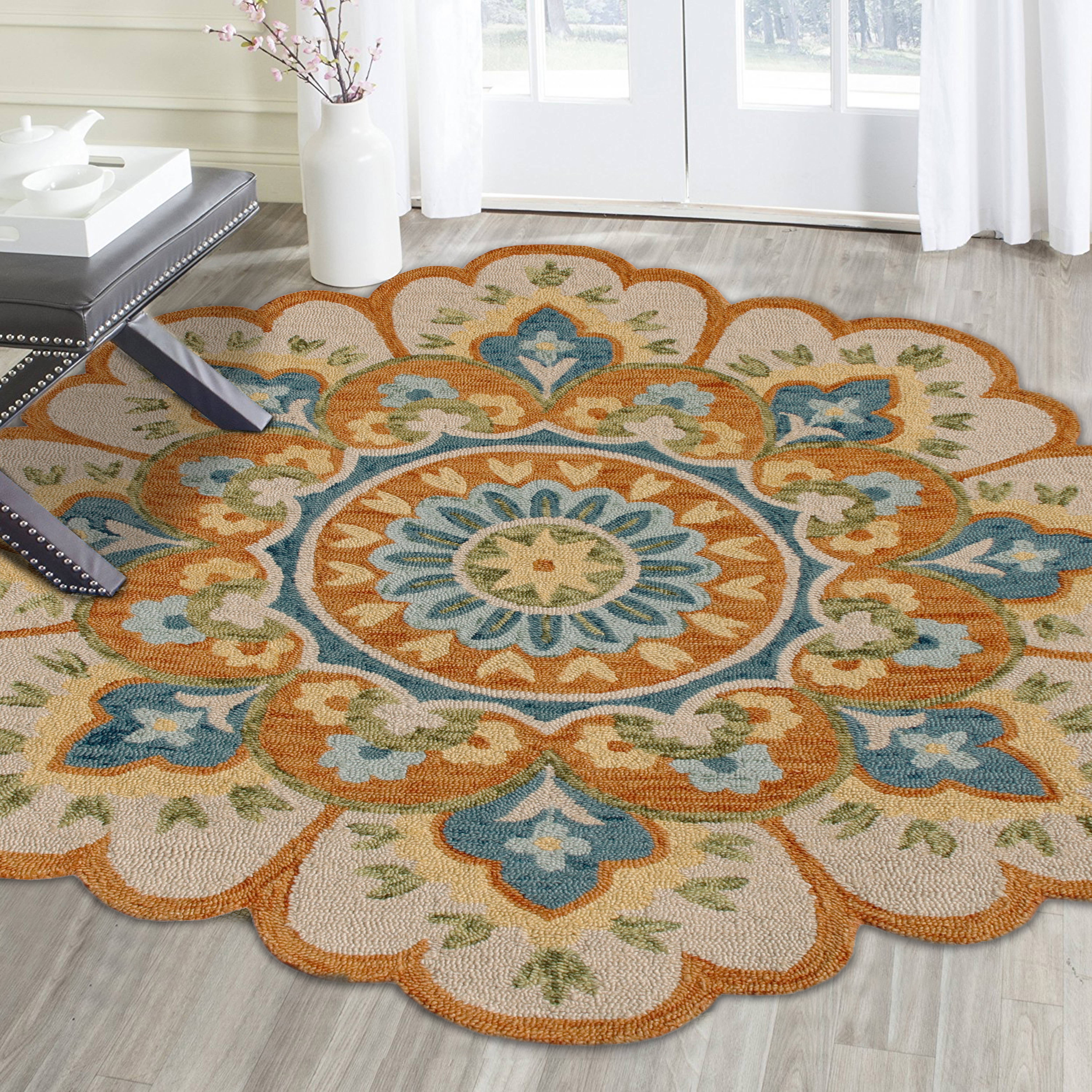 LR Home - Wholesale Area Rug - Raelyn Vintage Floral Hand-Tufted Wool Round Indoor Area Rug9