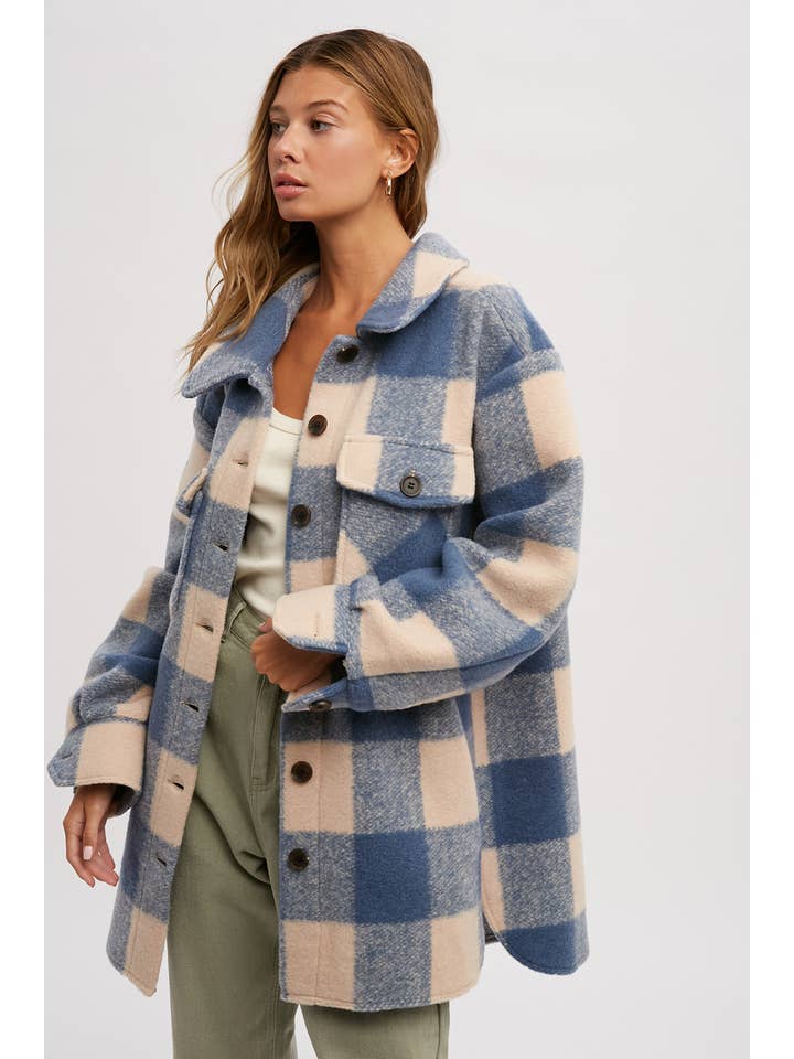 Bluivy – Engroshandel Frakke - Dame – BØRSTET PLAID OVERDIMENSIONERET FRAKKE16