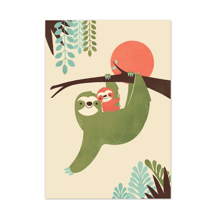Cartolina Mama Sloth di Jay Fleck per la vendita all'ingrosso da parte di East End Prints - Greetings Cards & Postcards