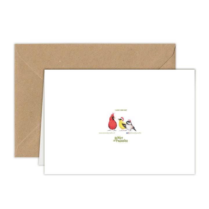 Beast of Paradise – wholesale Julkort – Fågel julkort, Djur gratulationskort, Jag älskar din hatt1