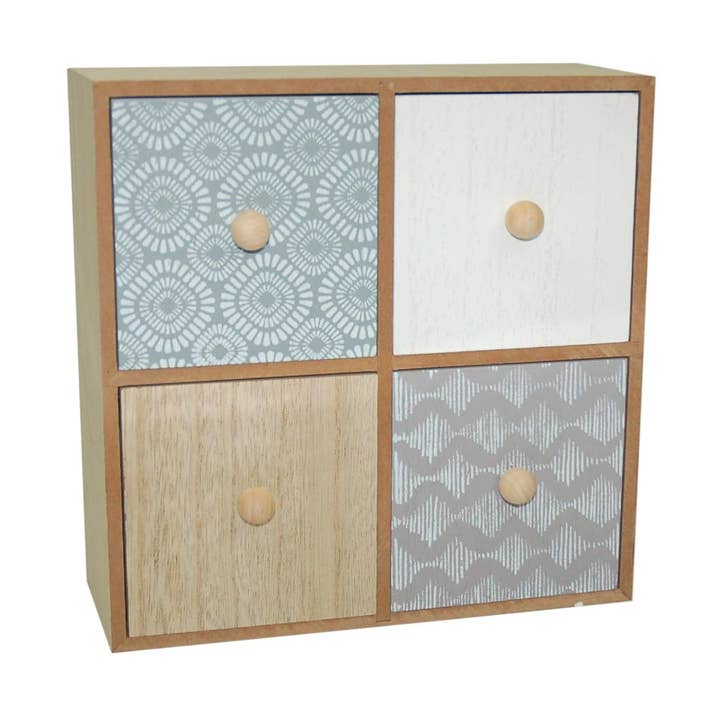 FURNITURE 4 DRAWERS BLUE TRIMS for wholesale by Aktual / Dekora Import S.A