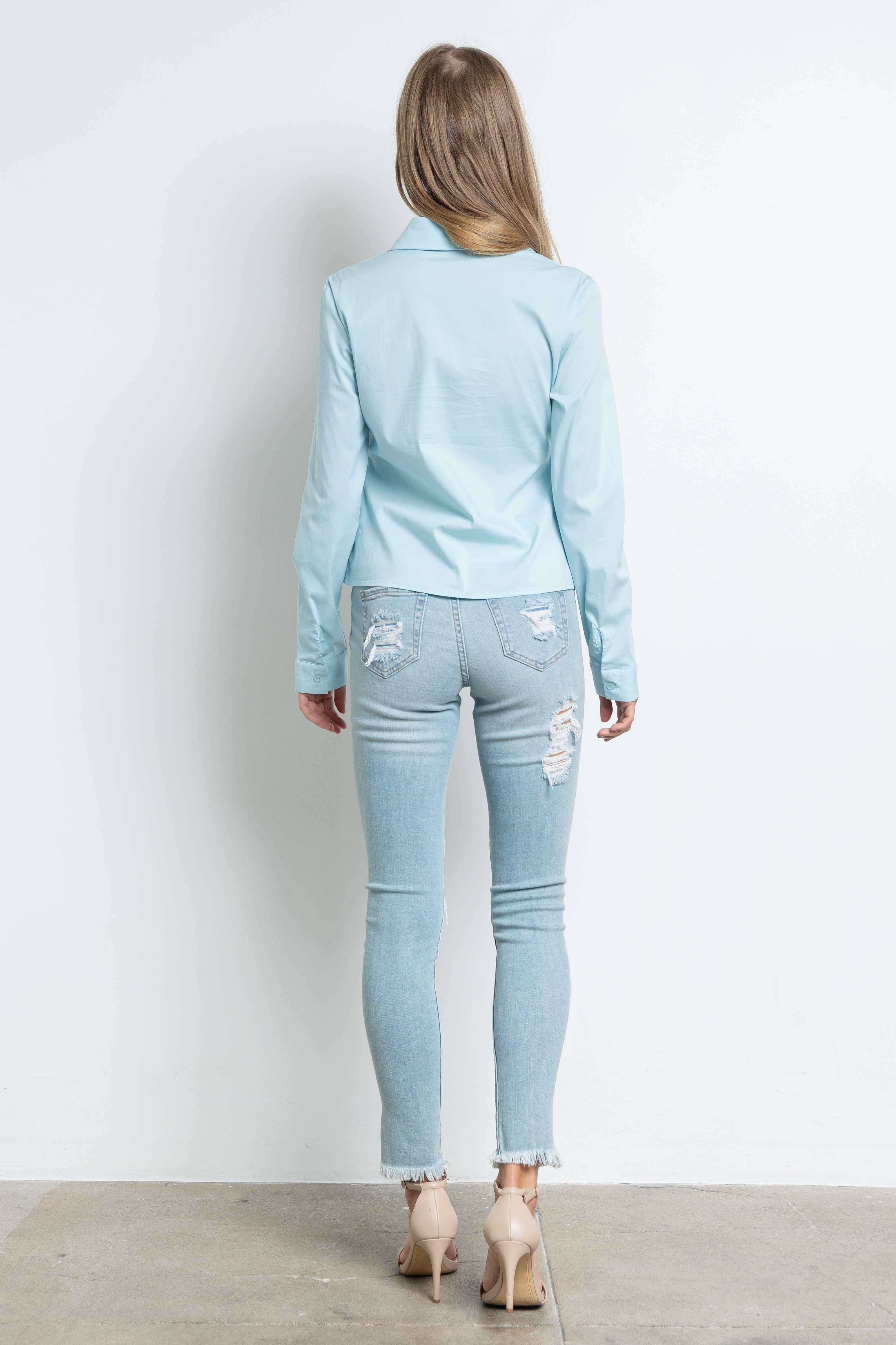 KIWI - Wholesale Button Down Shirt - Women's - IT2349-1 Ruched cotton shirt7