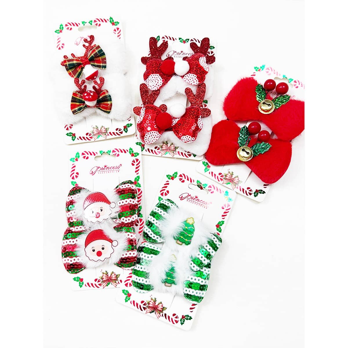 MIX COLOR Christmas Character Fur Hair Pins for wholesale on Faire4