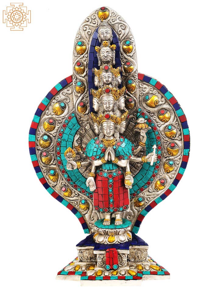 15" Eleven-Headed and Thousand-Armed Avalokiteshvara for wholesale by Exotic India Art