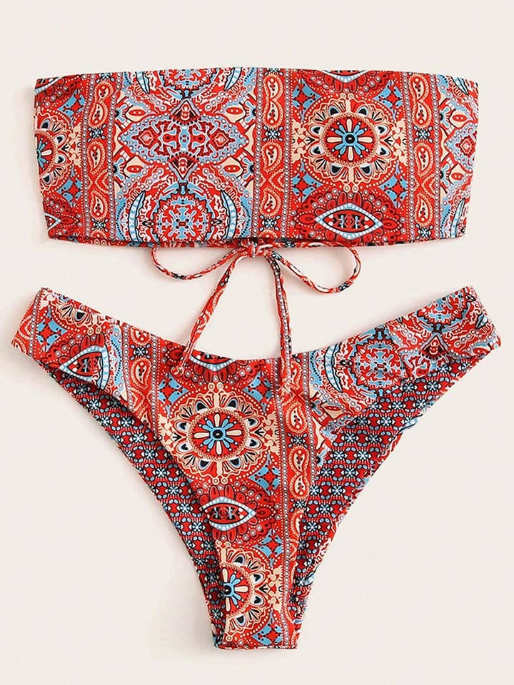 MULTICOLOR CWMW0836_PRINTED SUMMER SEXY TWO-PIECE SWIMSUIT for wholesale on Faire