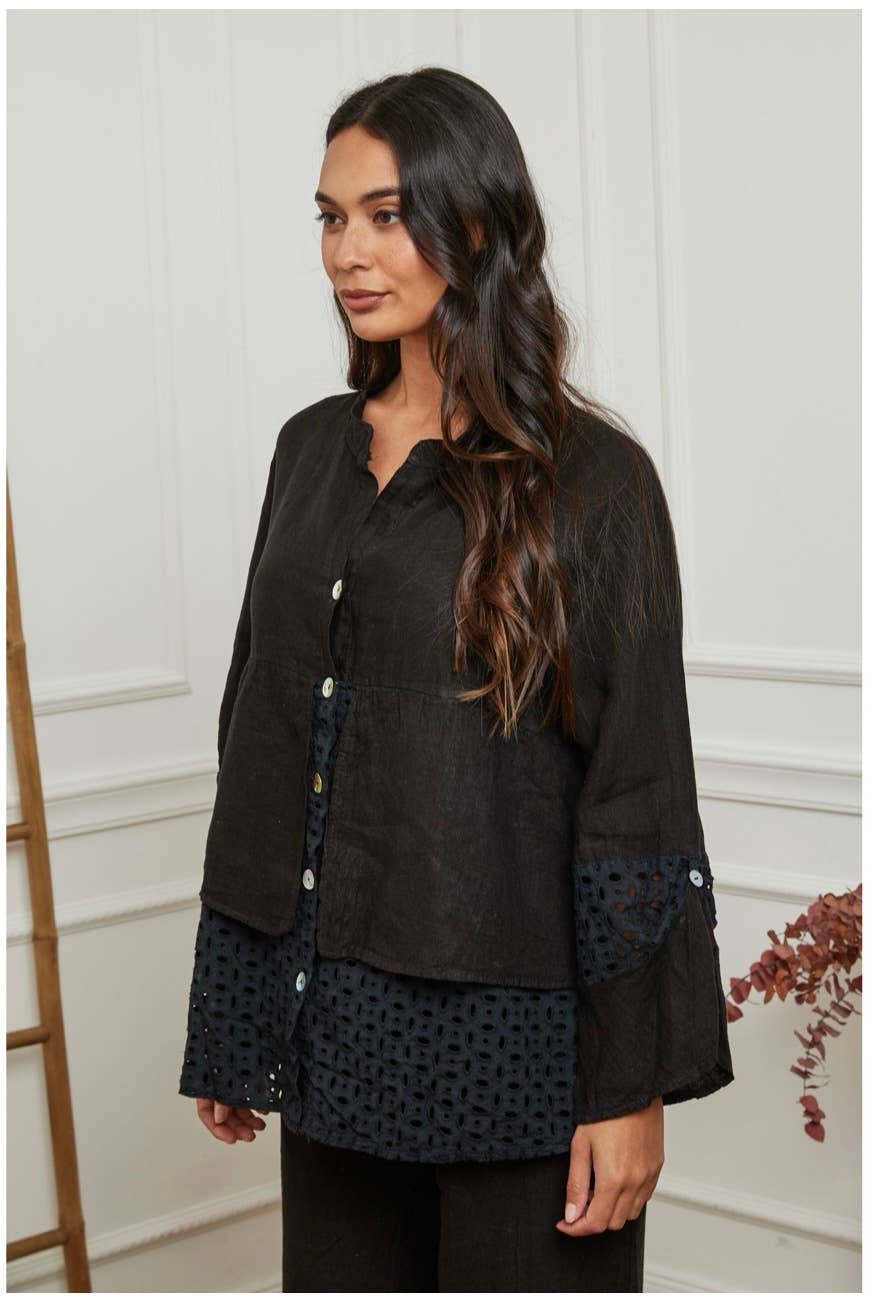 LÉA & LUC – Großhandel Hemd mit Button-down-Kragen – Damen – Hemd aus 100% Leinen REF. 119860