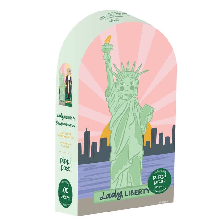 George Washington Lady Liberty - 100 Pc Double-Sided Puzzle for wholesale by Pippi Post