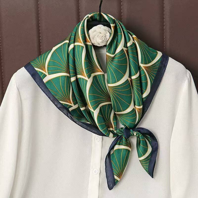 COSMOS - Wholesale Head Scarf - Women's - 70x70 Silk Effect Square Scarf – Fan Pattern, Accessory3