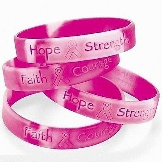 SILVER MOON BAY - Wholesale Wristband - Pink Ribbon Of Hope Breast Cancer Awareness Bracelets (Set Of TWO)