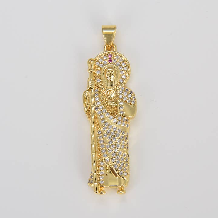 Gold Filled San Judas Tadeo Medalla Charm Pendant CP1617 for wholesale by Beads Creation