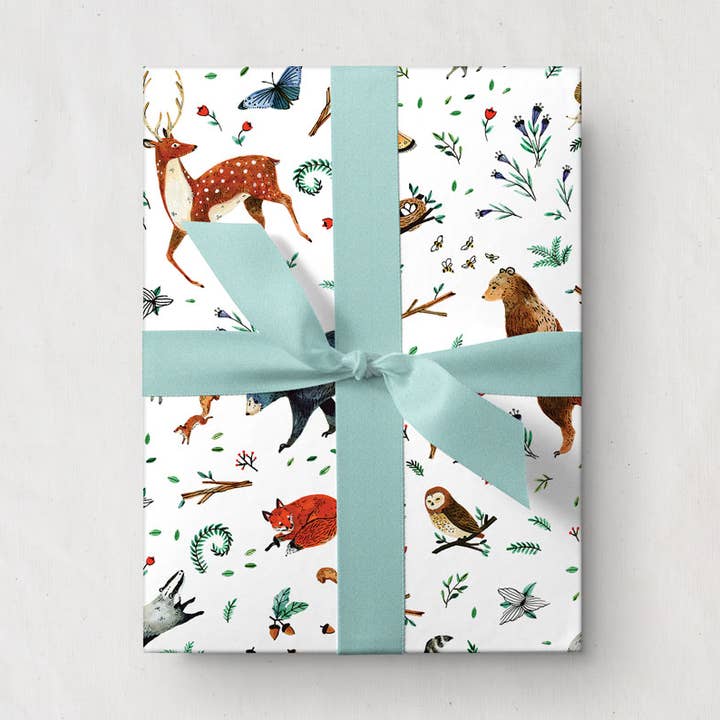 Wildship Studio - Wholesale Wrapping Paper Roll - Woodland Animals Gift Wrap0