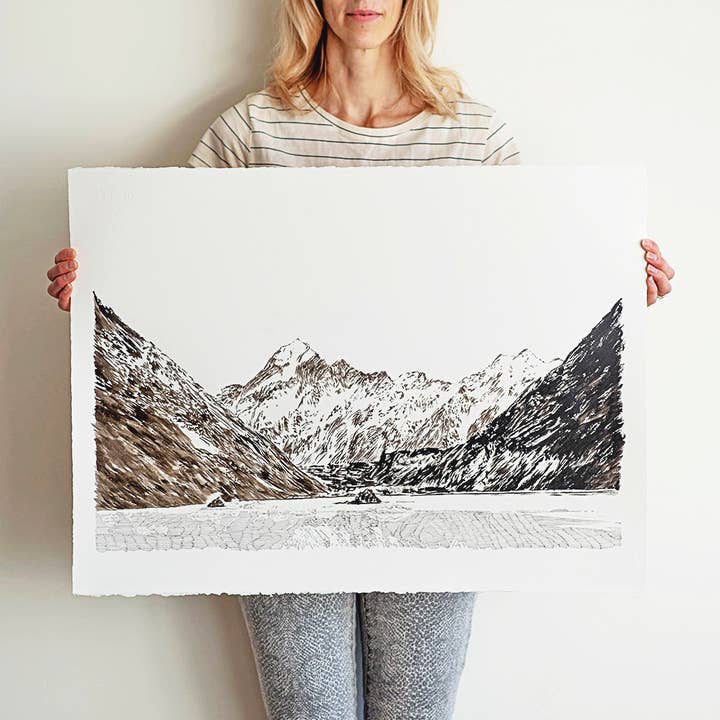 Turn-of-the-Centuries - Wholesale Art Print - Glacier Lake Banff No.4 Mountain Landscape Paintng ART PRINT1