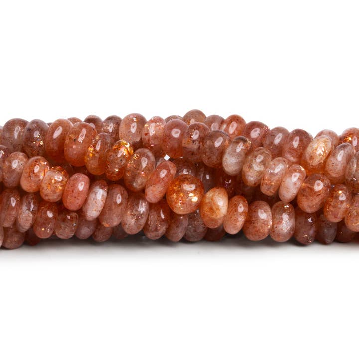 5-10mm Sunstone Plain Rondelles 16 inch 105 beads for wholesale by The Bead Traders