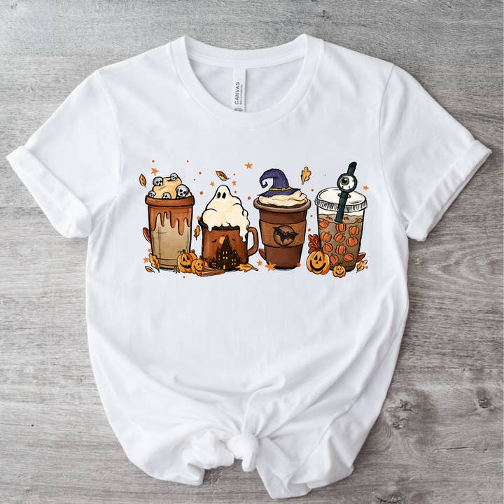 Gruseliges Lattes Halloween T-Shirt für den Großhandel von Londas Trendy Tees