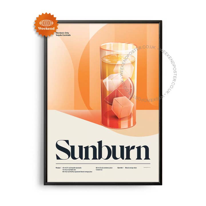 Poster del cocktail scottatura retrò di metà secolo per la vendita all'ingrosso da parte di Weekend Concept