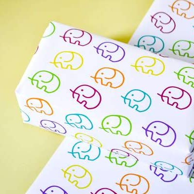 Baby elephant Eco Wrapping Paper Sheets for wholesale by Lelloliving