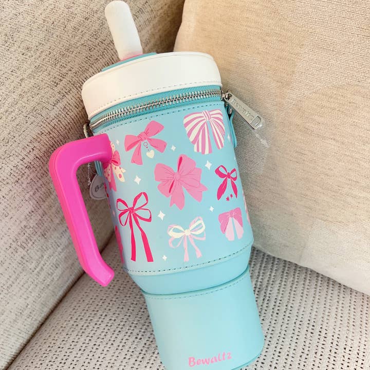 Take A Sip Water Cup-Elegant Bows Tiffany Blue Crossbody for wholesale by Bewaltz
