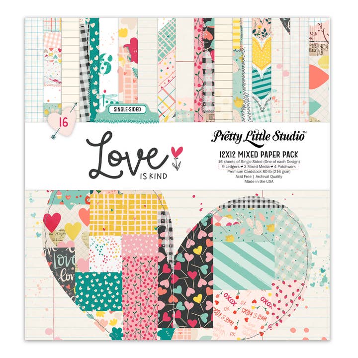 Pack de Papier 12x12 Amour est Gentil MIXTE (Simple Face) pour la vente par Pretty Little Studio
