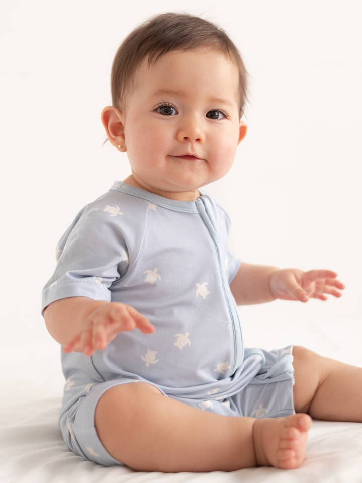 Kort sjösköldpaddor bambu zippy romper för wholesale av Lilulila