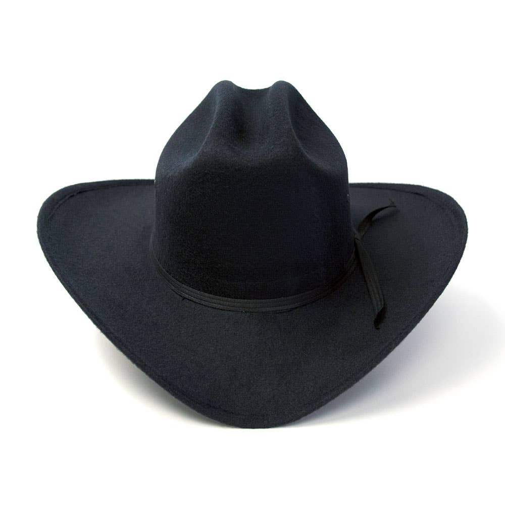 Western Express - Wholesale Cowboy Hat - Unisex - Black Felt Finish Western Cattleman Hat with Black Hat Band3