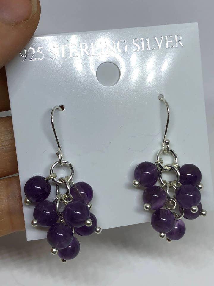 Vintage Handmade Sterling Silver deep Amethyst earrings for wholesale by Nemesis Jewelry NYC