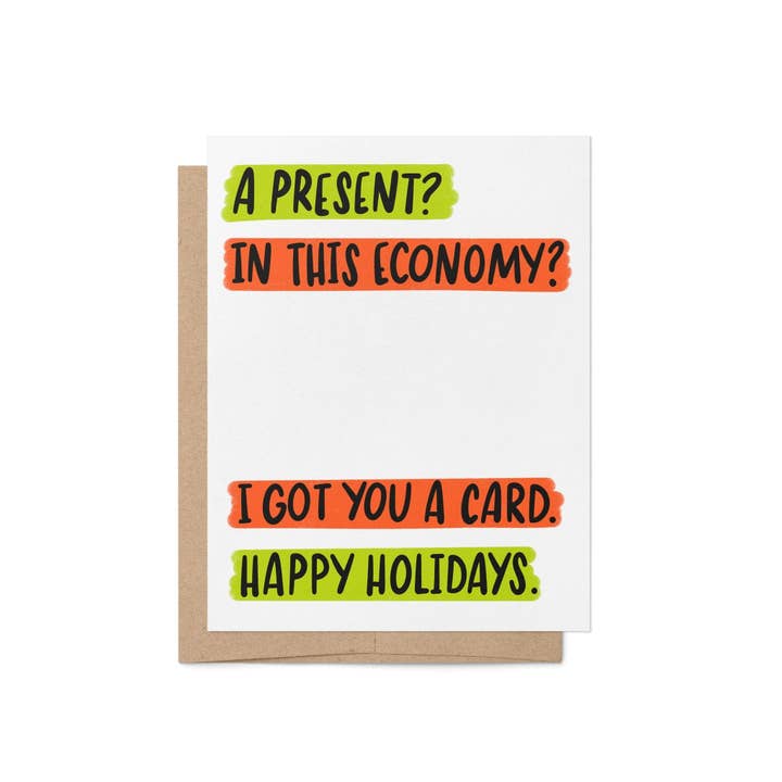 Una tarjeta de felicitación de "Un regalo en esta economía". para venta al por mayor de MangoIllustrated
