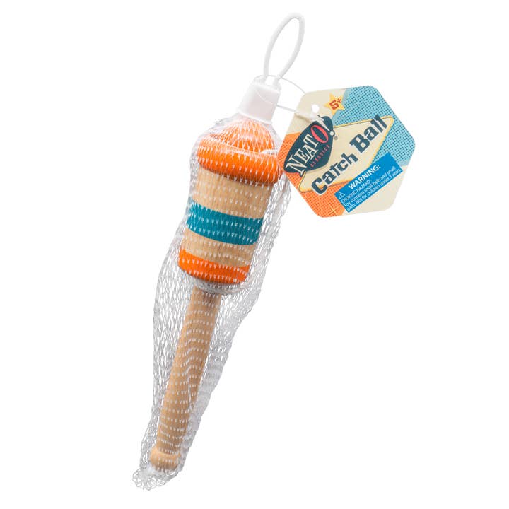 Toysmith - Wholesale Wood Toy - Kids - Neato! Wooden Catch Ball, Retro Classic
