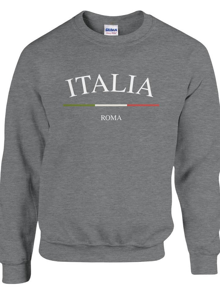 ITALIA Roma Sweatshirt, Rome Crewneck, Minimalist Italian Flag Stripe, Unisex Cozy Travel Gift, La Dolce Vita for wholesale by Facciamo Cosi